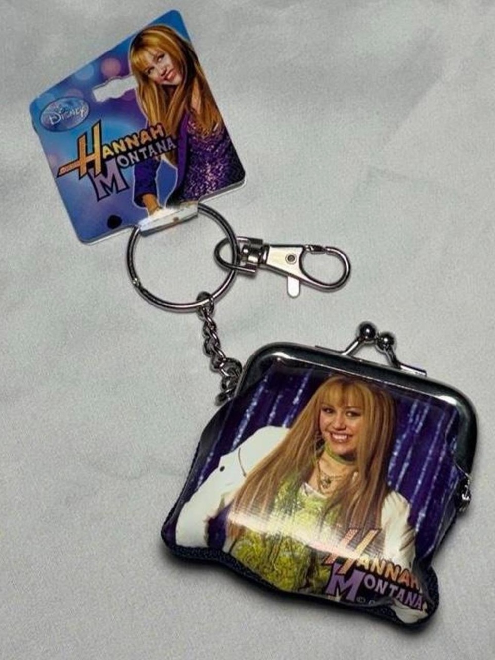 Disney Hannah Montana Purple and White Keychain Coin Purse